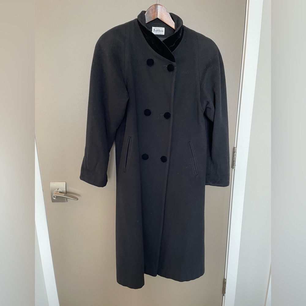 Pendleton Unisex Boxy Oversized Black Double-Breasted Maxi Wool Pea Coat